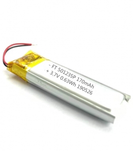 Bateria recarregável ft501235p do polímero do íon do lítio do jogador do bluetooth de 3.7v 170mah