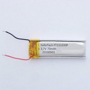 3.7v 70mah wearbale bateria de polímero de lítio ft331030p