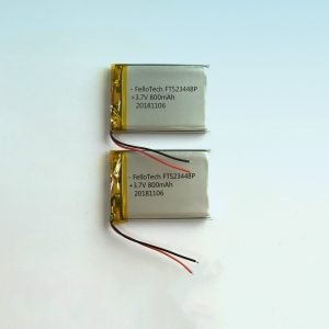 Bateria de polímero de lítio 3.7v 800mah ft523448p