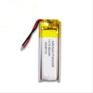 Bateria de polímero de lítio 3.7v 80mah ft401030p