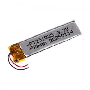 3.7v 55mah bateria de polímero de lítio wearbale ft251035p