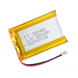 Bateria de polímero de lítio 3.7v 500mah ft303450p