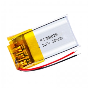 3.7 v lihtium polímero bluetooth jogador bateria ft301020p