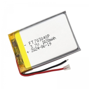 Bloco ft703048p da bateria do polímero do lítio de 3.7v 1020mah