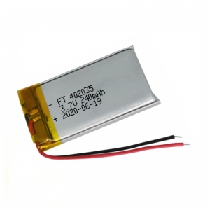 3.7 v 240 mah lihtium polímero bluetooth jogador bateria ft402035p