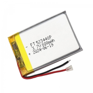 Bateria de polímero de lítio 3.7v 800mah ft523448p